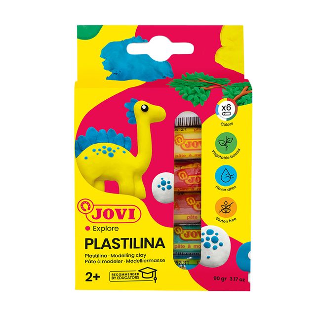 JOVI - Plastalina Modelliermasse 15gr, Standardfarben, sortiert, Karton mit 6 Stück