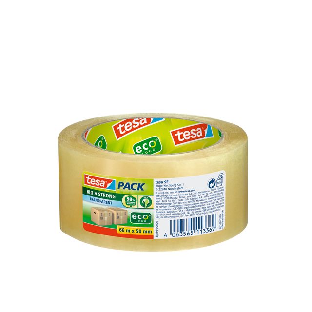 Tesa - Pack d'emballage® Bio Strong 66mx50mm transparent | 6 pièces