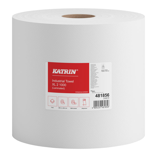 Katrin - Papier de nettoyage industriel extra large 2 couches 1000 feuilles blanc 481856