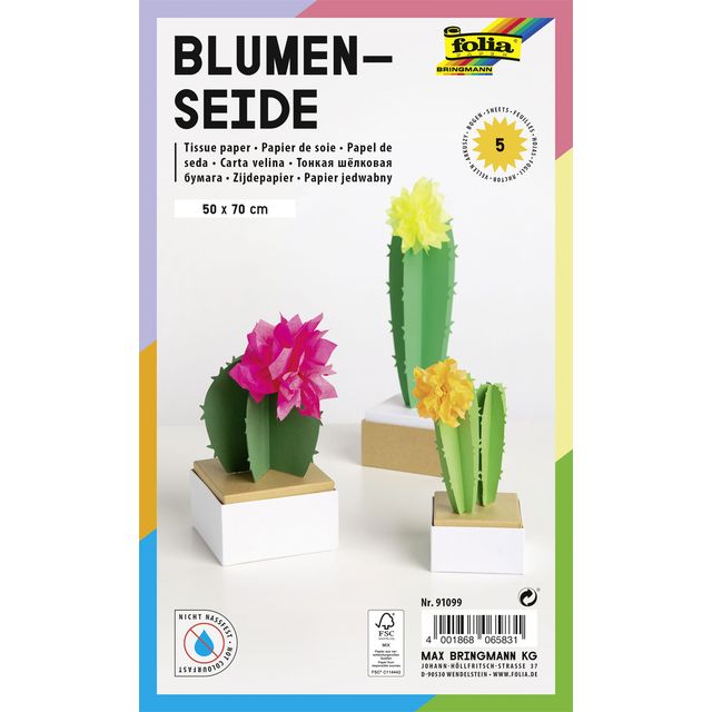 Folia Paper - Seidenpapier Folia 50x70cm 20gr Neon sortiert 5 Blatt | 10 Stück