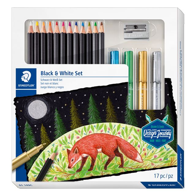 Staedtler - Crayons de couleur Design Journey Noir Blanc 17 pièces