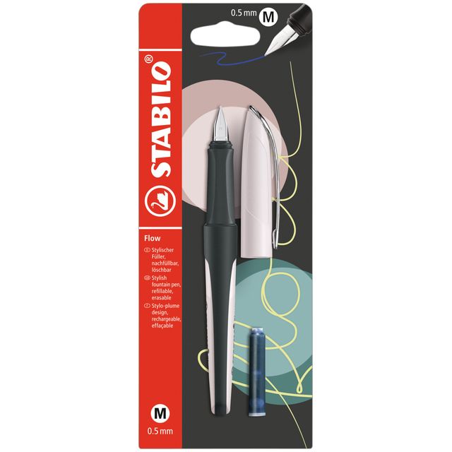 Stabilo - Vulpen flow m pastel rooskleurig | 5 stuks