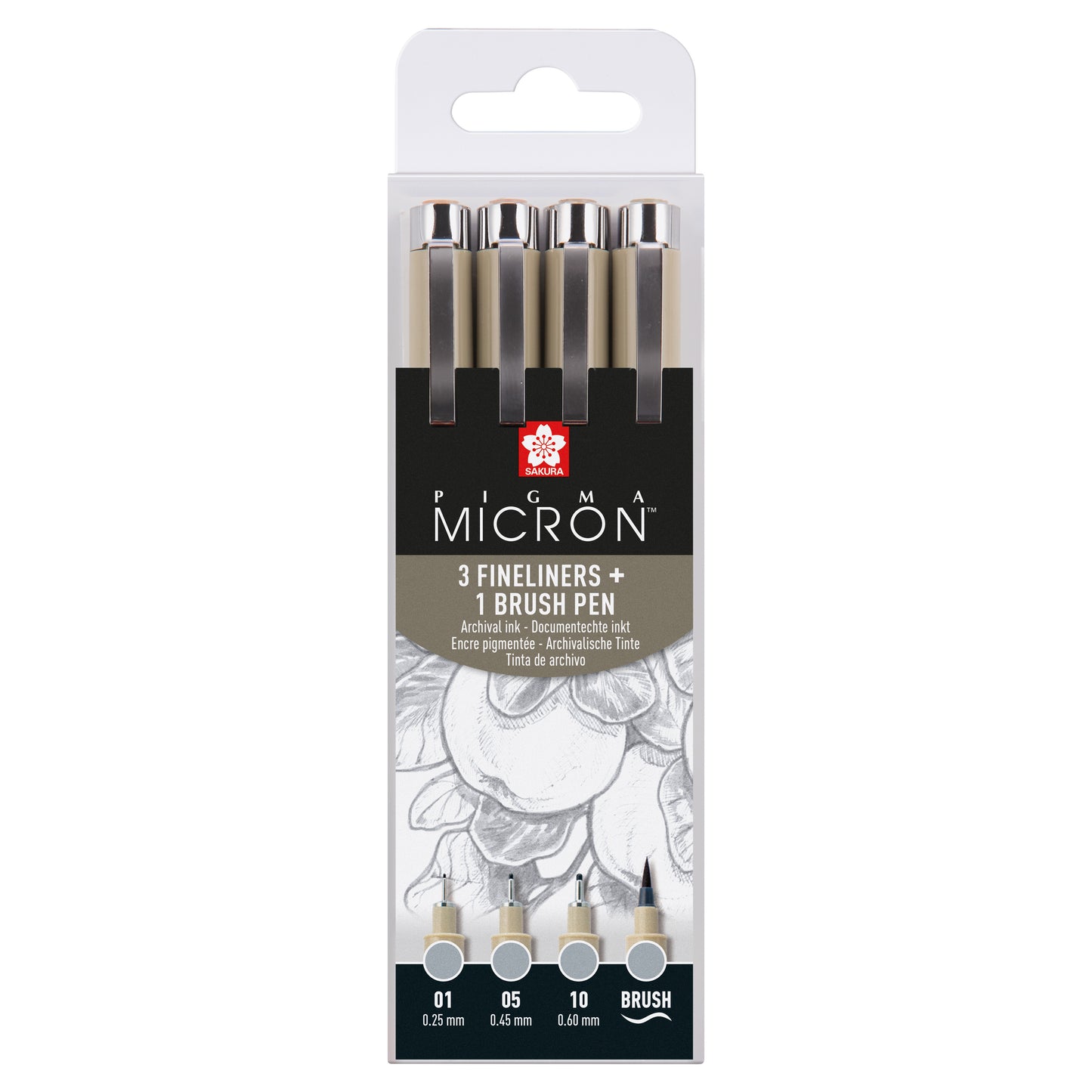 Sakura - Fineliner Pigma Micron lichtgrijs set 4 maten