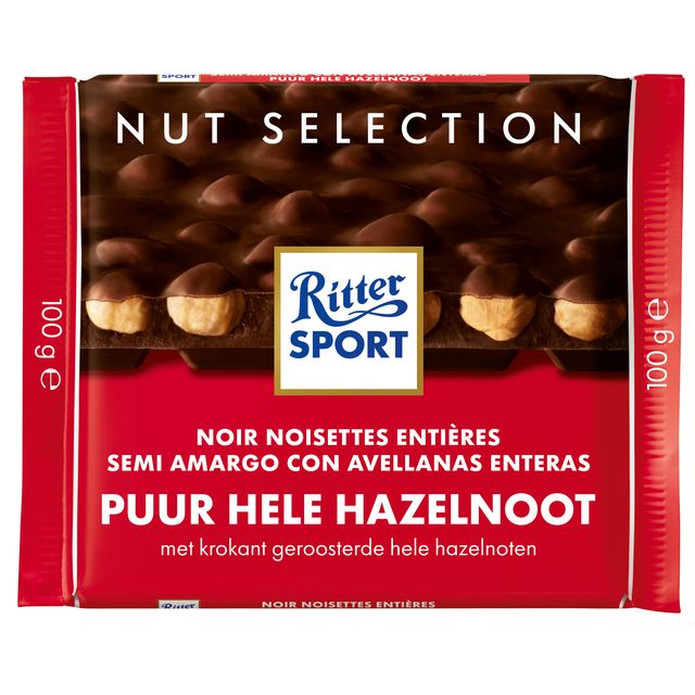Ritter Sport - Schokolade pur-ganze Haselnuss 100gr
