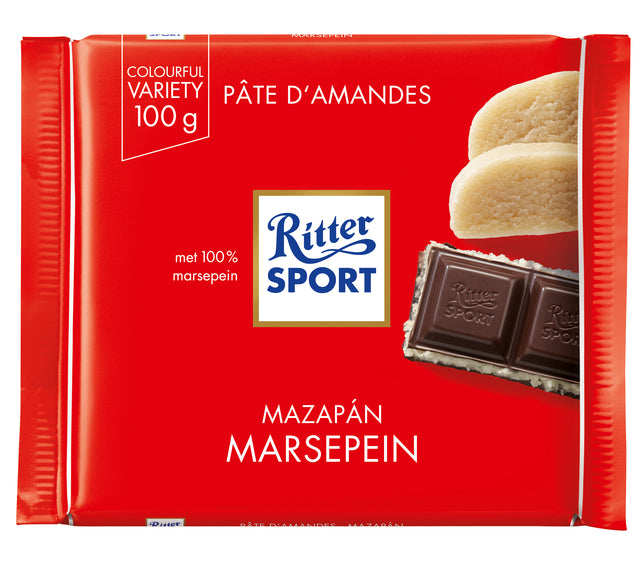 Ritter Sport - Massepain au chocolat noir 100gr | 12 pièces