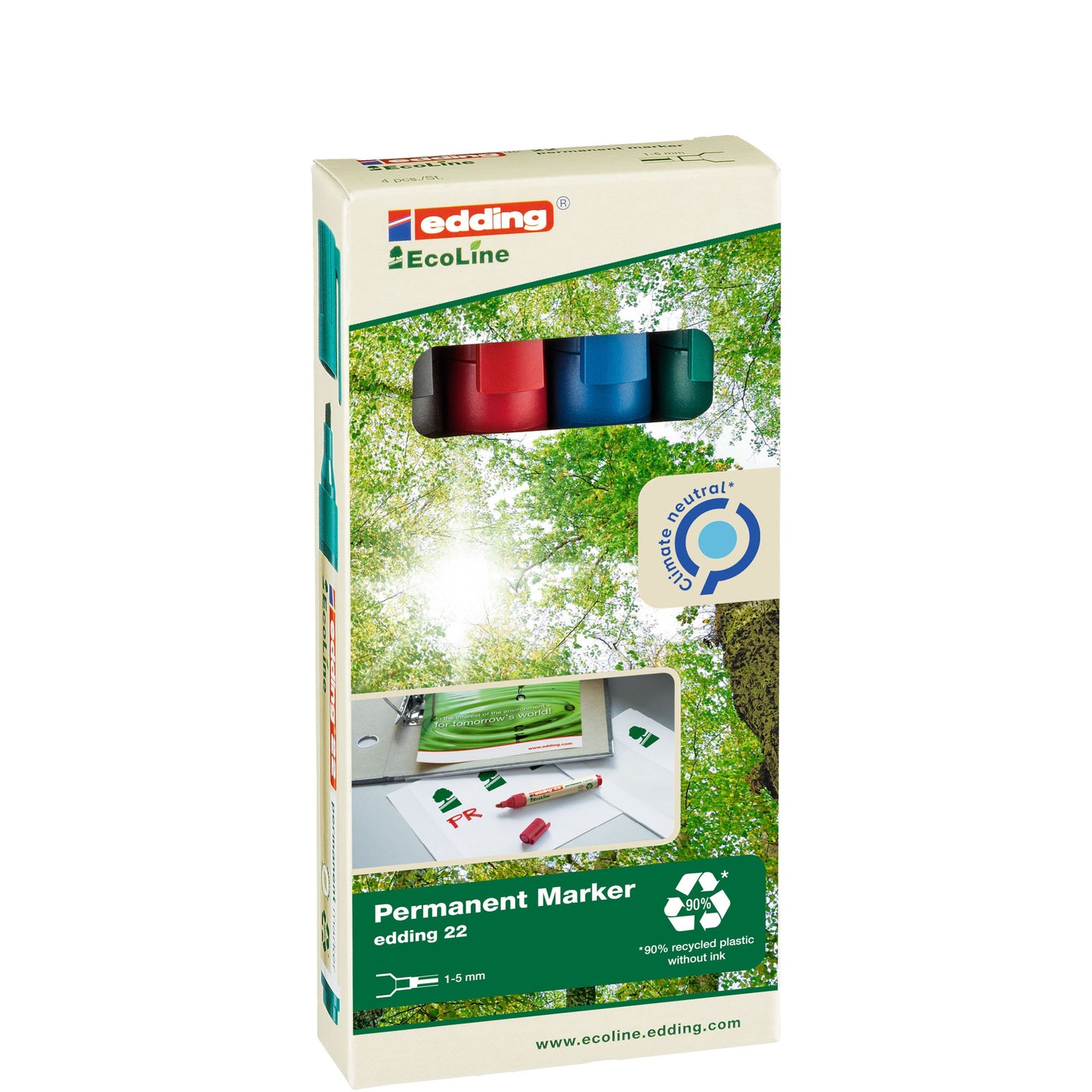 Edding - Viltstift 22 eco schuin 1-5mm assorti
