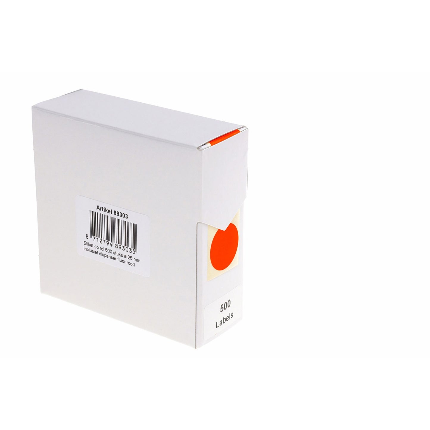 Rillprint - Etiket 25mm 500st op rol fluor rood