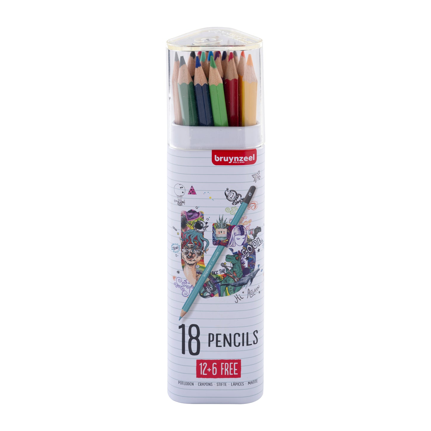 Bruynzeel - Set de crayons de couleur de 18 pièces assorties | 12 pièces