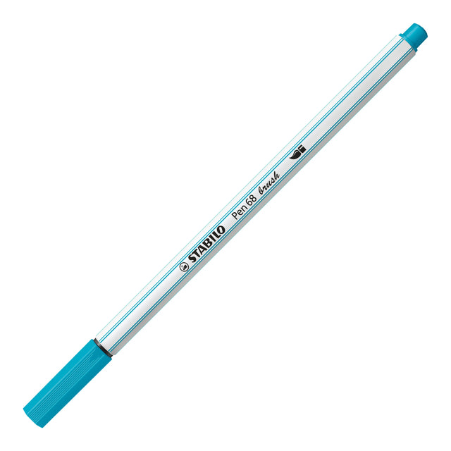 Stabilo - Pen 68 brush, premium brush viltstift, licht blauw, per stuk