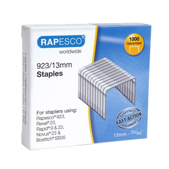 Rapesco - Nieten heavy duty 923 13mm 1000st zilver | 120 stuks