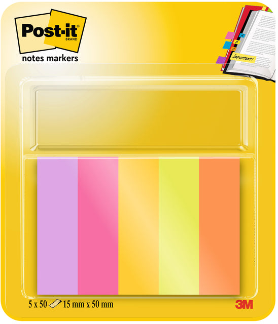 Post-it - Markeerstrook 670-5-tfen 15x50mm energetic | 6 stuks