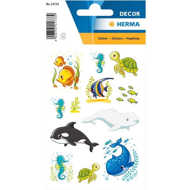 HERMA - Décor sticker walvissen en zeedieren | 10 stuks