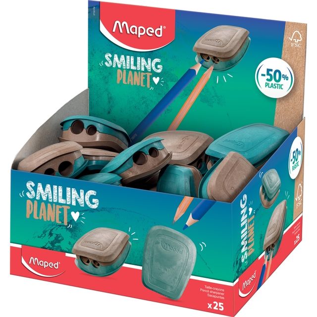 Maped - Taille-crayon Smiling Planet Présentoir 2 trous de 25 pièces