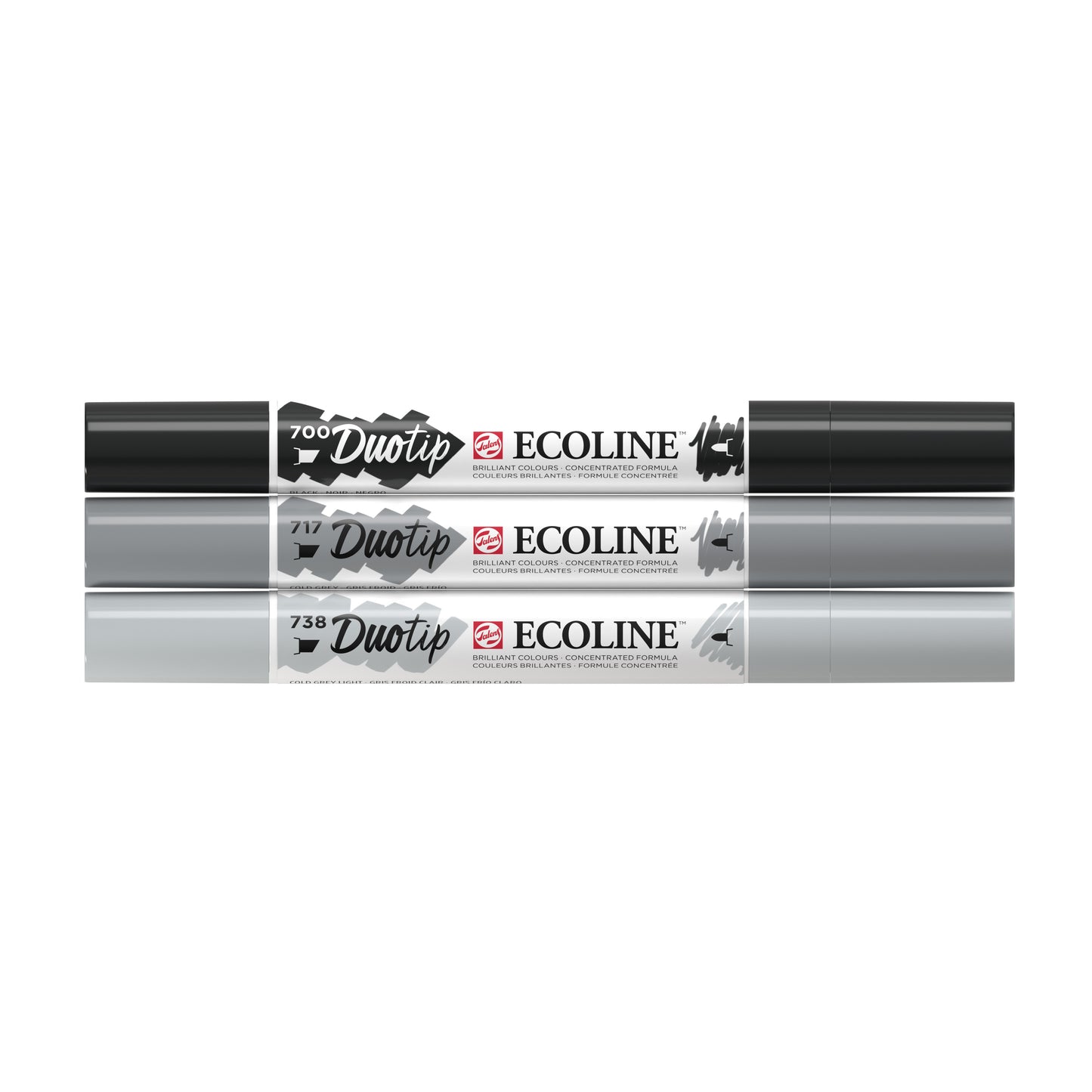 Talens - Duotip Ecoline 3er-Set schwarz und grau | 3 Stück