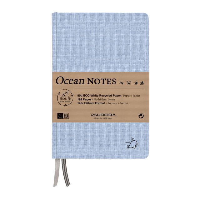 Aurora - Carnet Ocean A5 192 pages ligné 80gr couverture structure lin bleu | 4 pièces