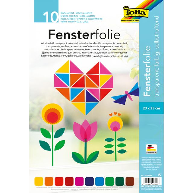 Folia Paper - Fensterfolie Folia 23x33cm 10 Blatt 10 Farben | 5 Stück