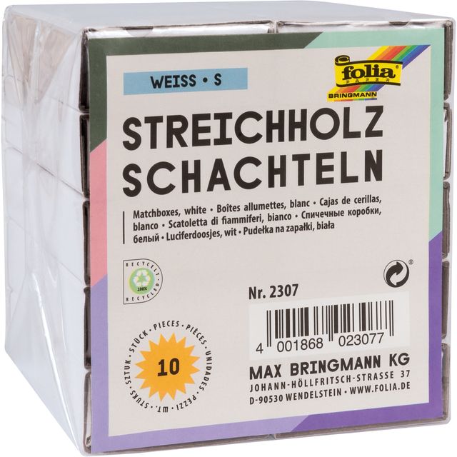 Folia Paper - Streichholzschachteln Folia klein 53x37x11mm 10 Stück weiß