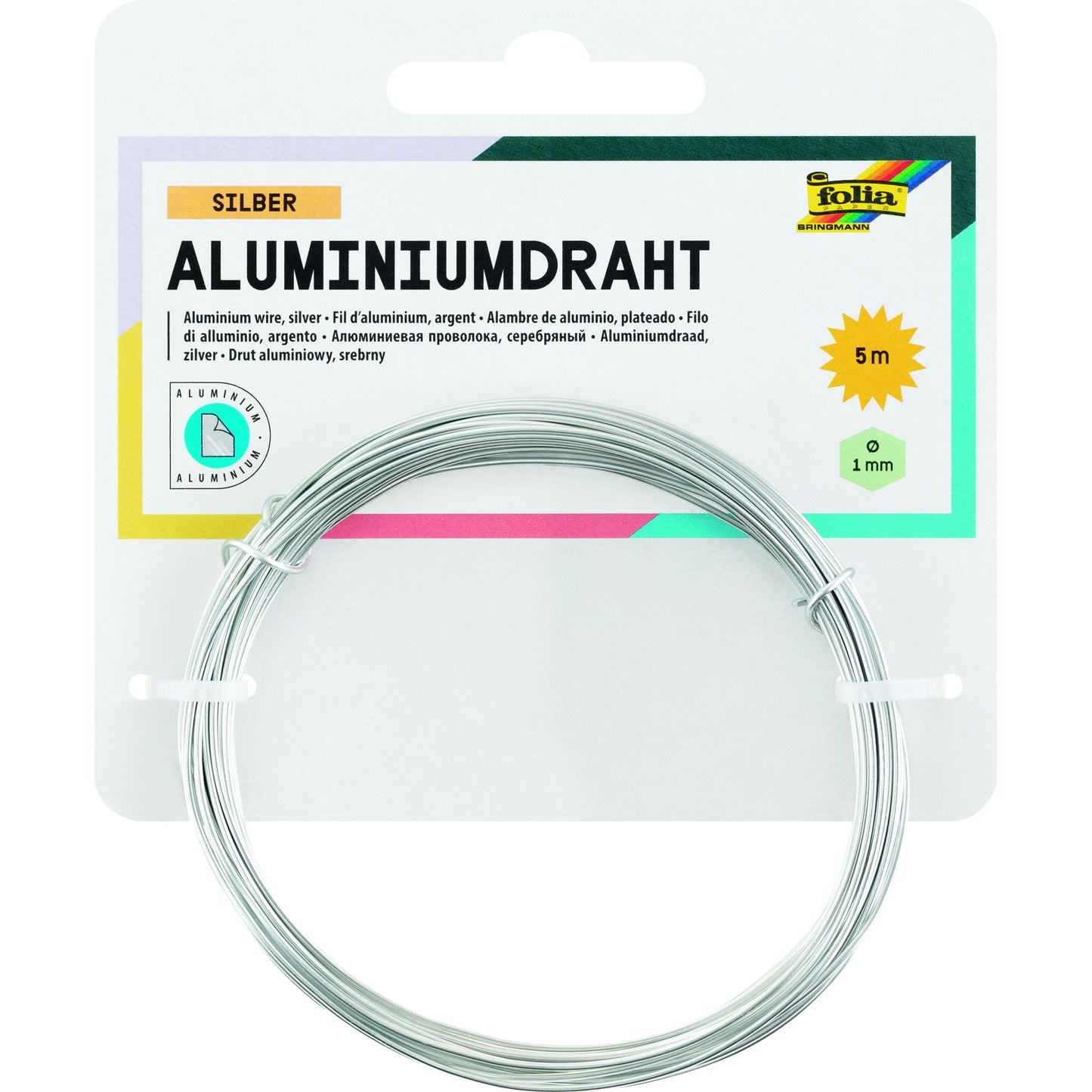 Folia Paper - Fil d'aluminium Folia 1mmx5m argent