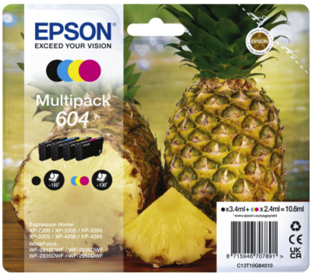 Epson - Inktcartridge 604 t10g64 zwart + 3 kleuren | 8 stuks
