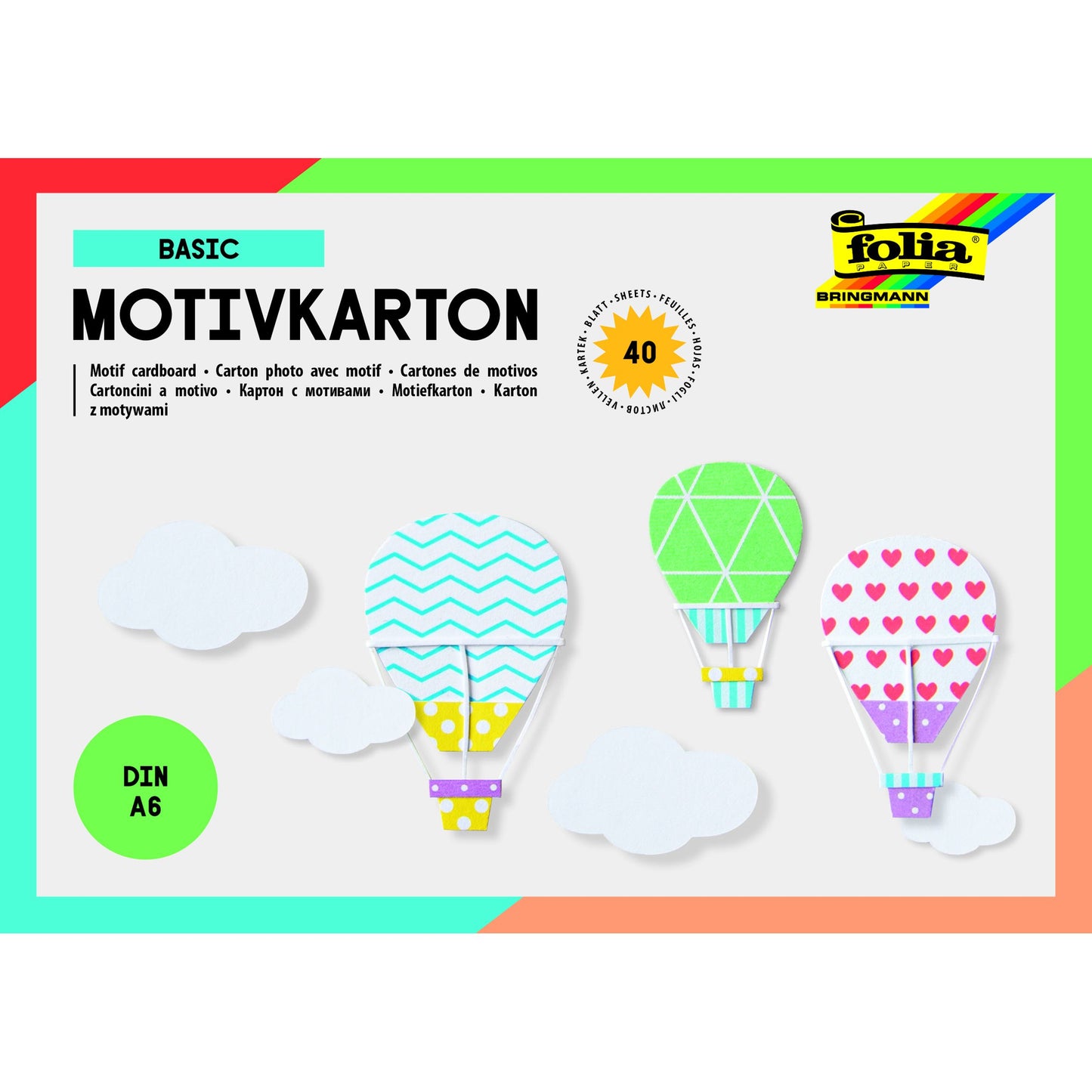 Folia Paper - Carton photo Folia 2 faces A6 40 feuilles 20 designs