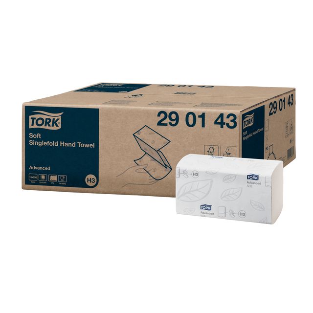 Tork - Serviette H3 Advanced pli simple 2 couches 226x230mm 15x250 feuilles blanc 290143
