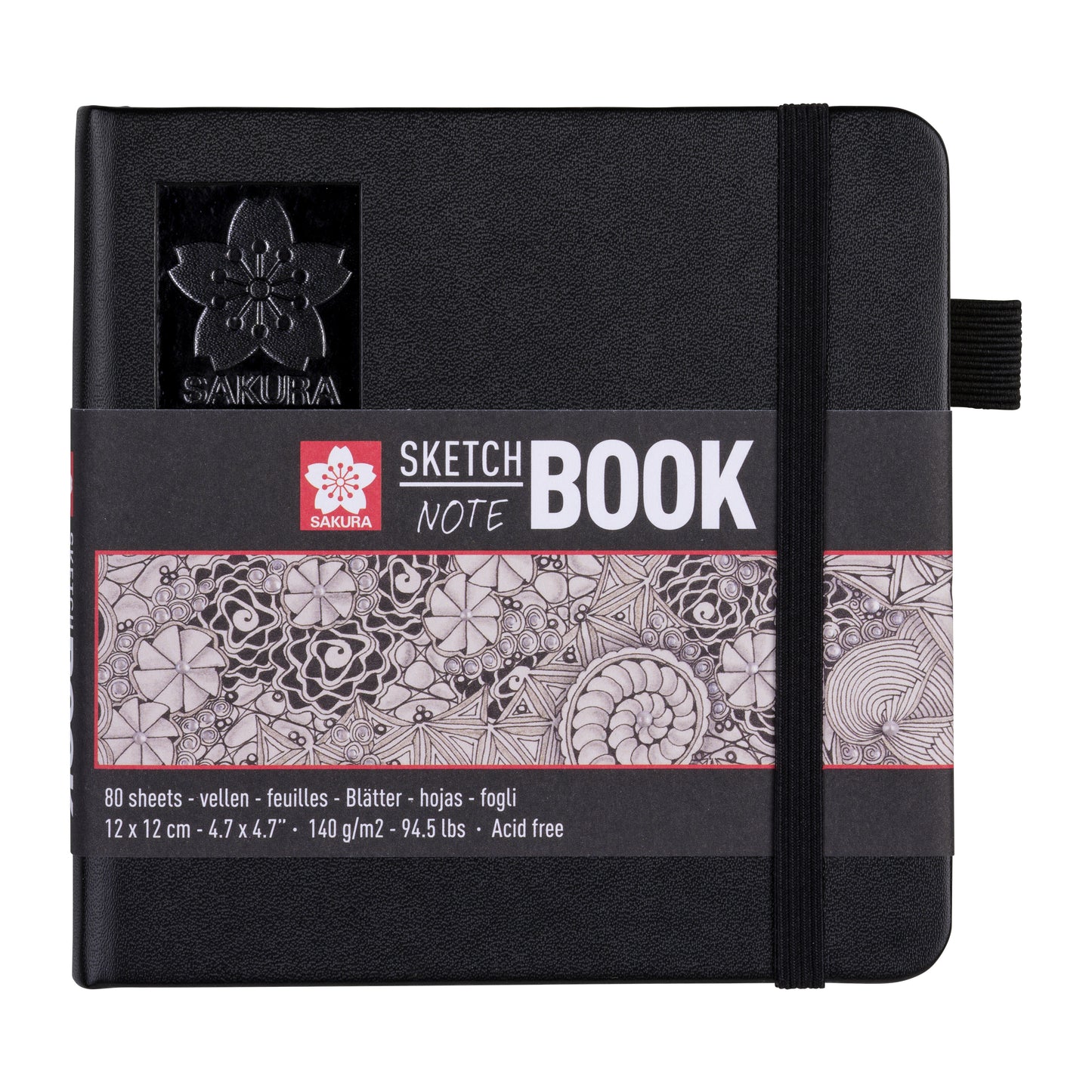 Sakura - Schetsboek 80 witte vellen 120x120mm zwart
