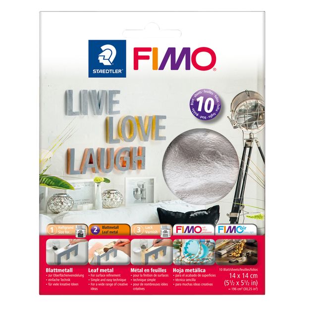 Fimo Staedtler - Blech Fimo 14x14cm 10 Blatt silber | 5 Stück