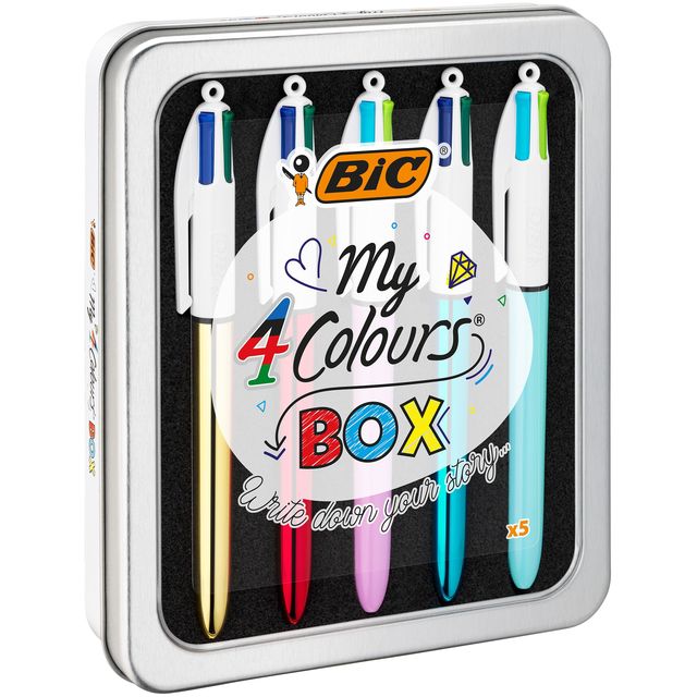 Bic - Stylo bille 4 couleurs My medium boîte assortie de 5 pièces