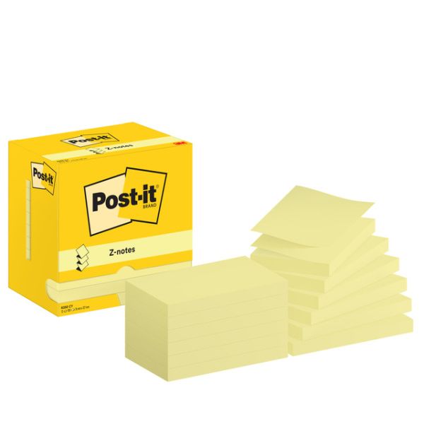 Post-it - Bloc-notes Z-Note R350 76x127mm jaune 12 pièces