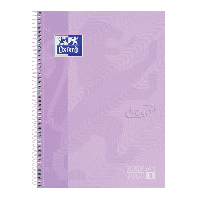 Oxford - Notitieboek Touch peanbook A4+ 4-gaats lijn 80vel pastel paars | 5 stuks