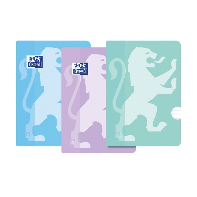 Oxford - Schrift School A5 lijn 72 pagina's 80gr pastel seal à 3 stuks