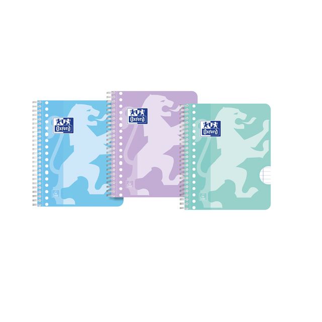 Oxford - Collegeblok School A5+ lijn 17-gaats 160 pagina's 80gr pastel assorti 3 stuks