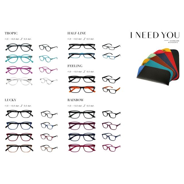 I Need You - Leesbril brillen en hoezen assorti