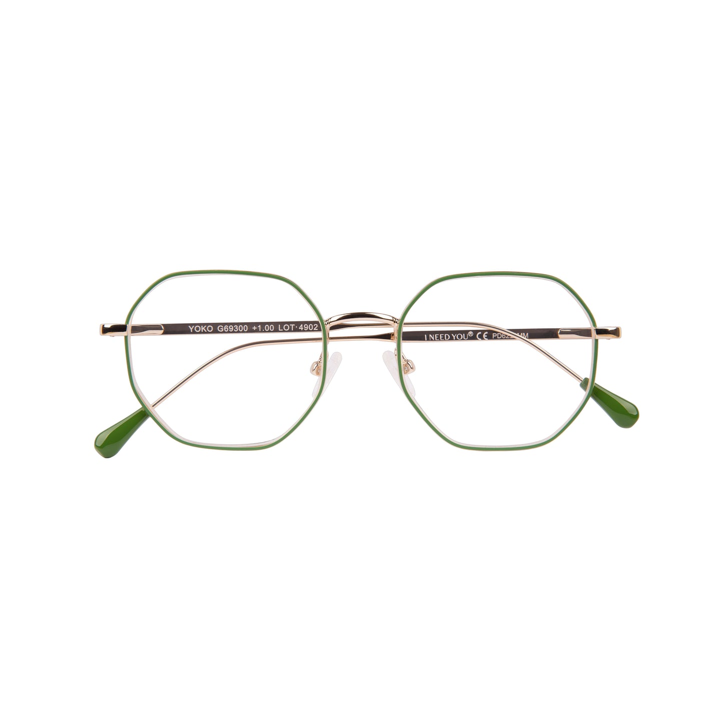I Need You - Lesebrille +1,00 dpt Yoko grün-gold
