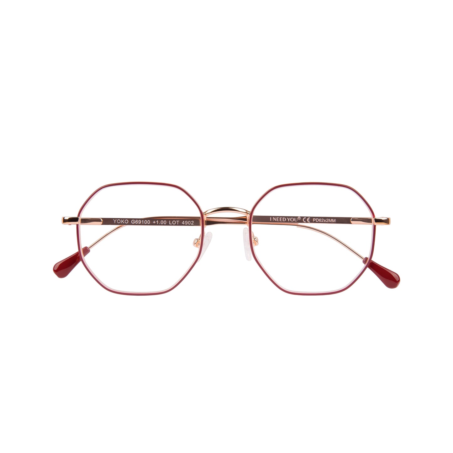 I Need You - Leesbril +3.00dpt yoko rood-koper