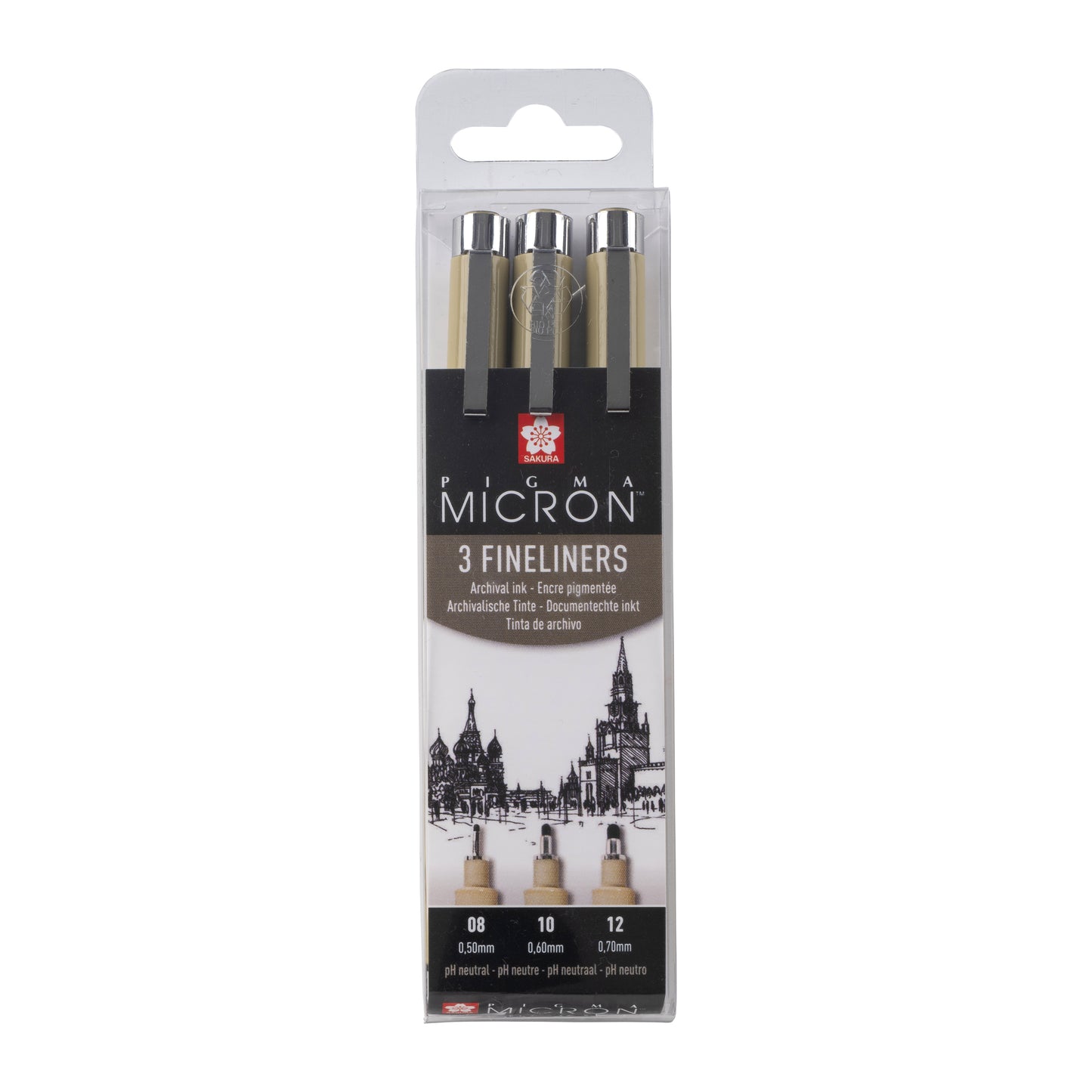 Sakura - Fineliner Pigma Micron lot de 3 largeurs d'écriture noir | 6 pièces