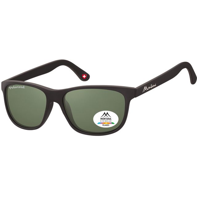 Montana - Sonnenbrille mit grünem G15-Polarglas mattschwarz