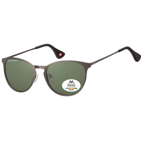 Montana - Lunettes de soleil avec verre rond polarisé vert G15 couleur acier