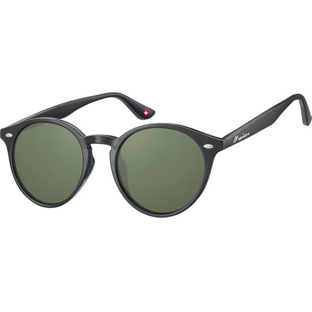 Montana - Zonnebril met groen g15 rond glas zwart