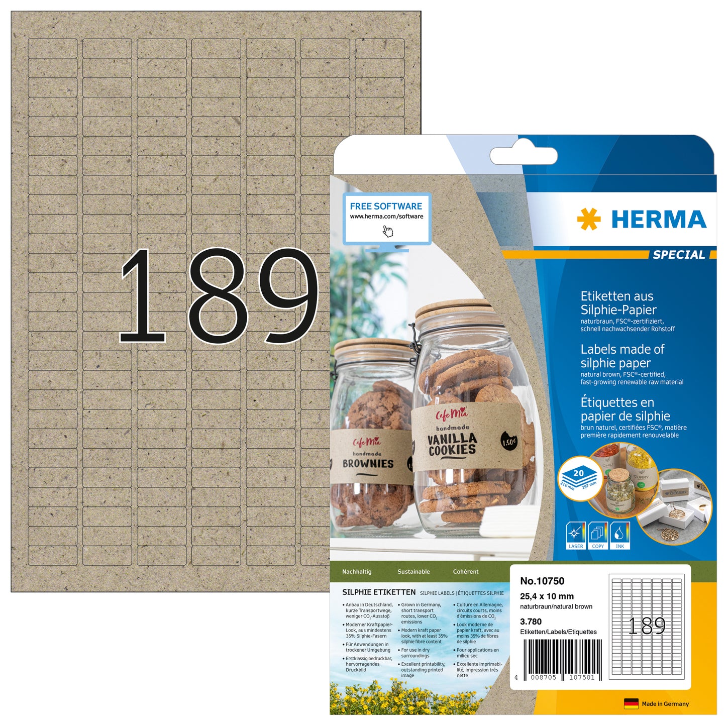 HERMA - Etiket 10750 25.4 x 10mm silphie bruin 3780 stuks