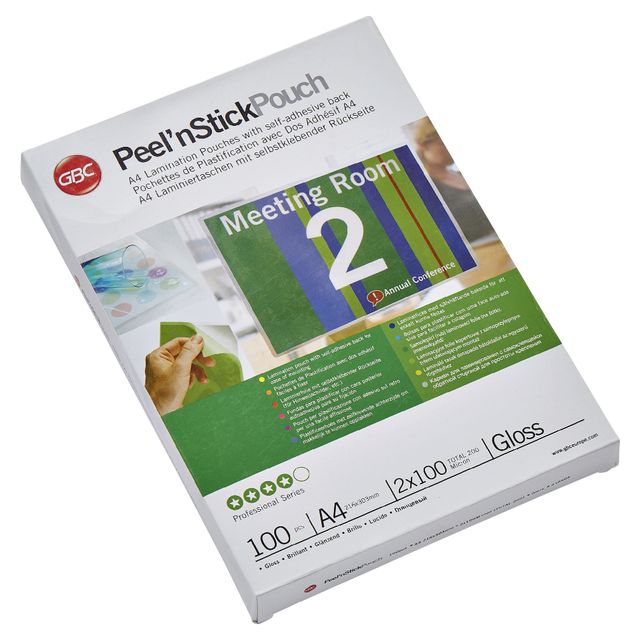 GBC - Peel`n Stick Lamineerhoezen A4 2x100 micron Glanzend (100)