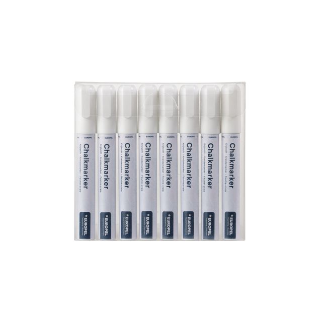 Europel - Krijtstift pel 6mm wit etui 8 stuks