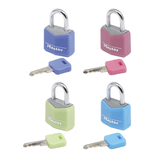 Master Lock - Cadenas MasterLock 4 assortis aluminium 20mm 4 pièces