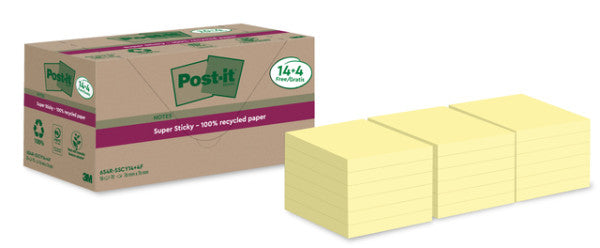 Post-it Super Sticky - Notizblock 654 RSS12CY 76x76mm gelb 14+4 gratis