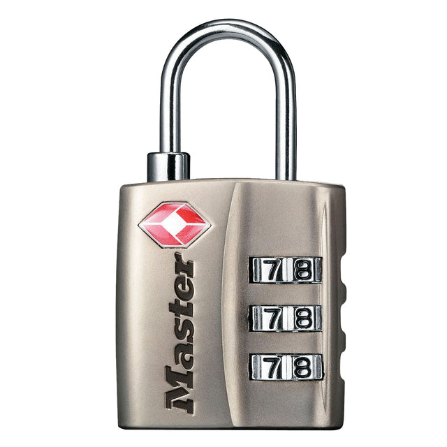 Master Lock - Vorhängeschloss Masterlock 3-stellige Zahlenkombination TSA Nickel 30 mm