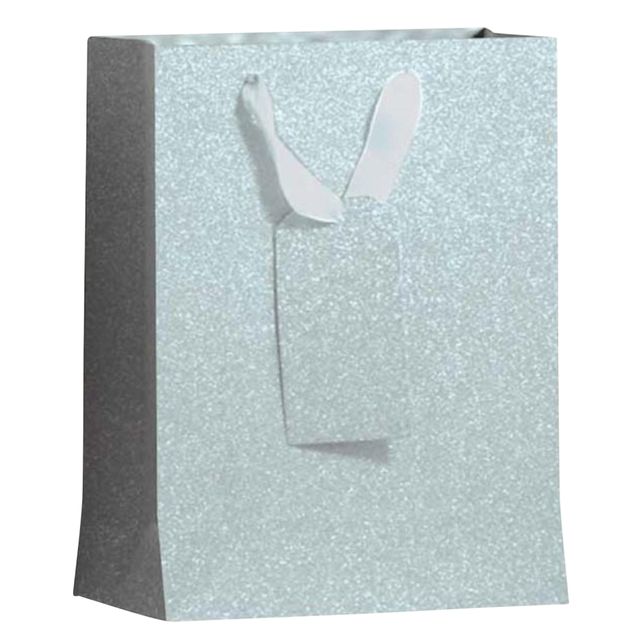 IG design - Sac cadeau ig group argent pailleté 175x98x229mm