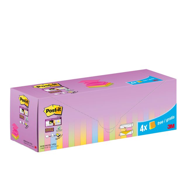 Post-it - Bloc-notes 3m z-note r330 ss 76x76mm assortis | 6 pièces