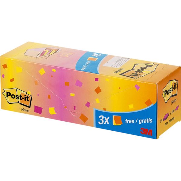 Post-it - Notizblock 654 76x76mm Neon sortiert 21 + 3 gratis