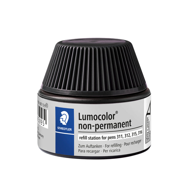 Staedtler - Viltstiftvulling Lumocolor non-permanent 15ml zwart | 4 stuks