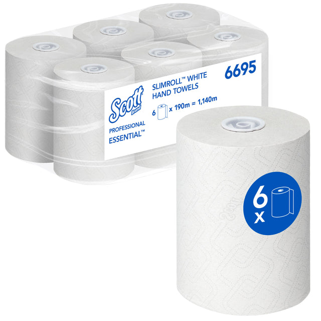 Scott - Rouleau de serviettes slimroll 1 couche 190m blanc 6695